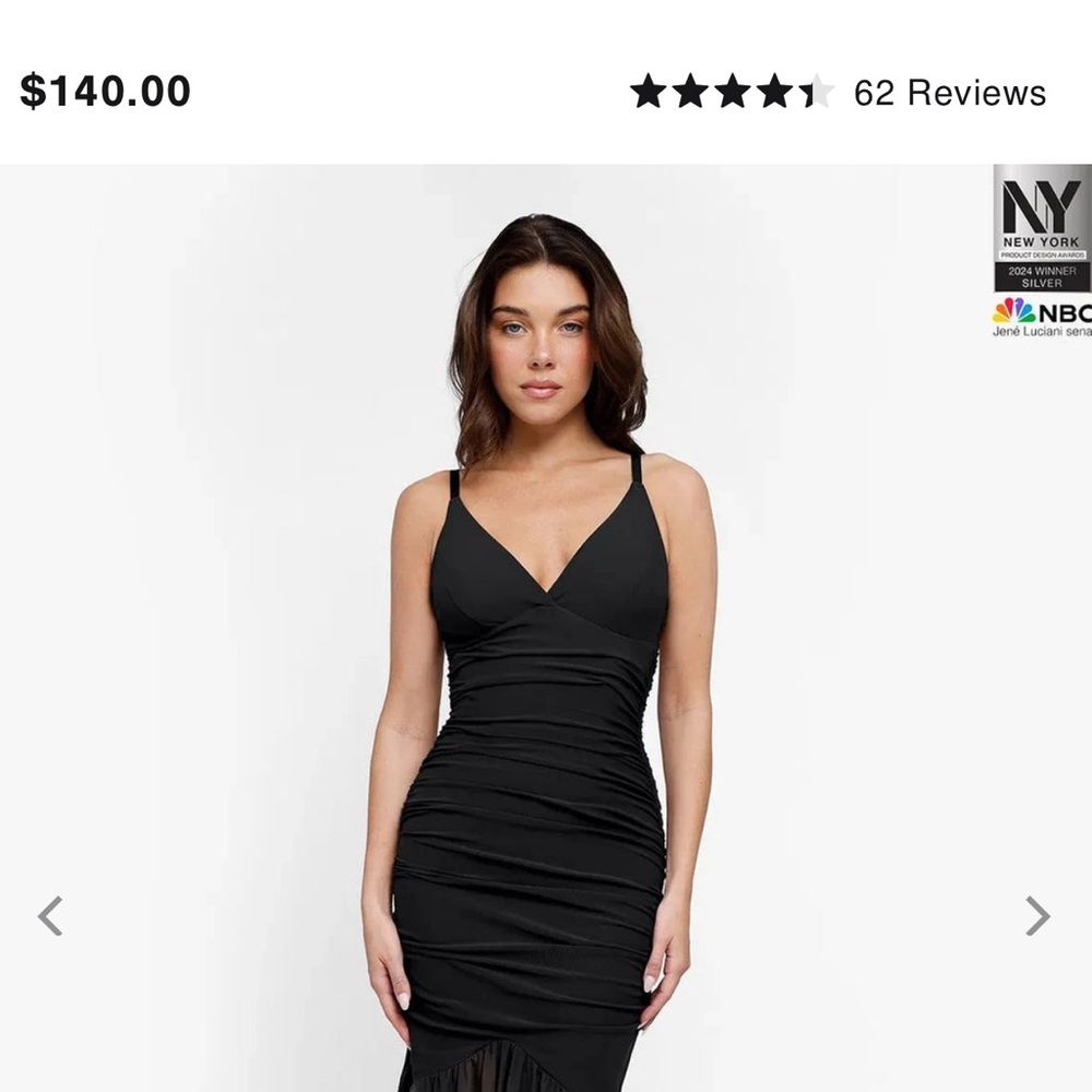 Popilush Dress Built In Shapewear Ruched Mesh Maxi Black M - Picture 3 of 4